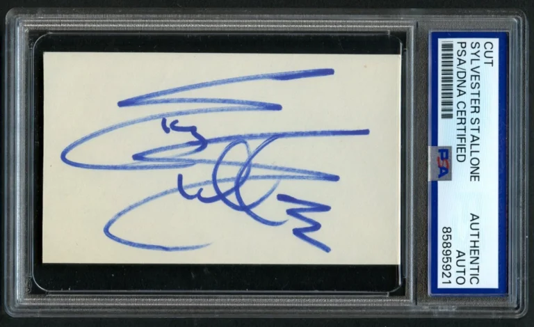 Sylvester Stallone signed autograph 2x3.5 Cut Actor Rocky & Rambo RC PSA Slabbed