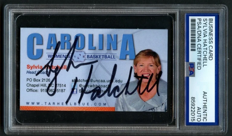 Sylvia Hatchell signed autograph UNC Basketball Coach Business Card PSA Slab