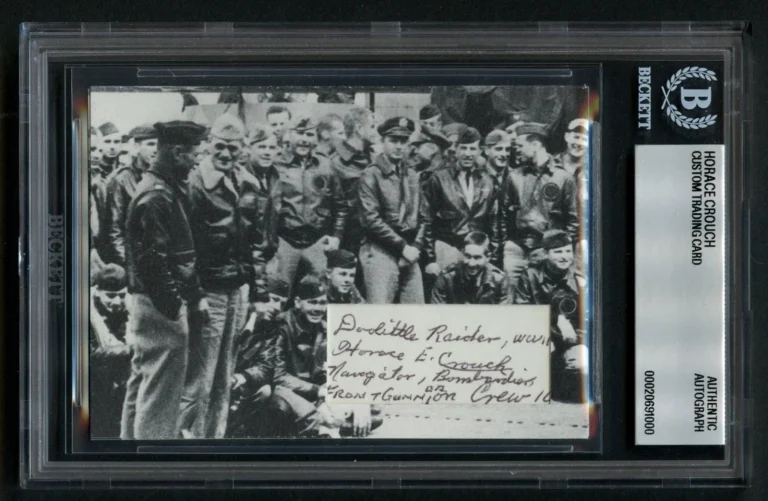 Horace Sally Crouch signed autograph Doolittle Raider Custom Cut BAS Slabbed