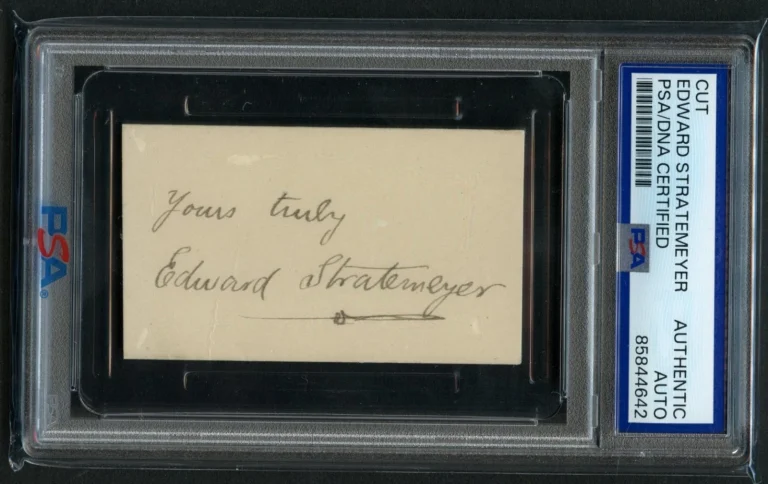 Edward Stratemeyer signed 1.5x3 Cut Creator The Hardy Boys & Nancy Drew PSA Slab