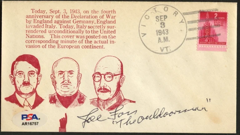 Joe Foss signed autograph FDC Marine Fighter ACE MOH WWII PSA Stickered