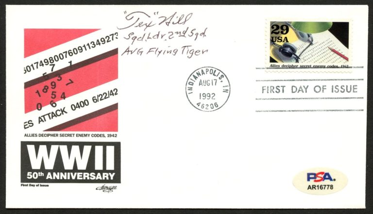 David Tex Hill d2008 signed autograph FDC Flying Tiger WWII PSA Stickered