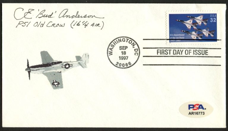Bud Anderson d2024 signed autograph FDC Flying ACE WWII PSA Stickered