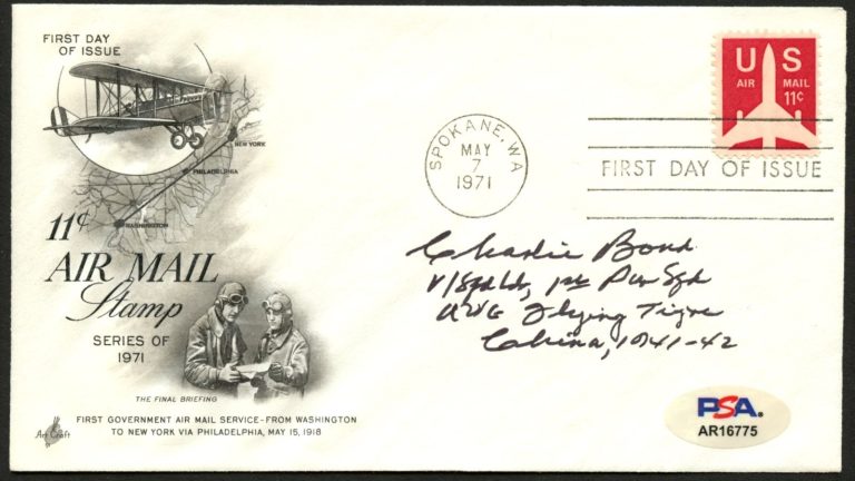 Charles Bond d2009 signed autograph FDC Flying Tiger WWII PSA Stickered