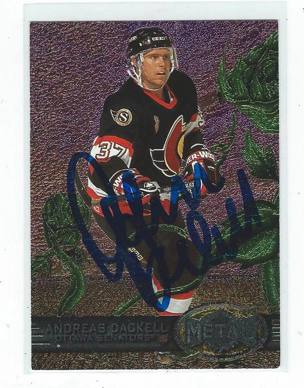 Andreas Dackell Signed 1996/97 Fleer Metal Universe Rookie Card #174