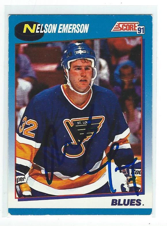 Nelson Emerson Signed 1991/92 Score Canadian Card #550
