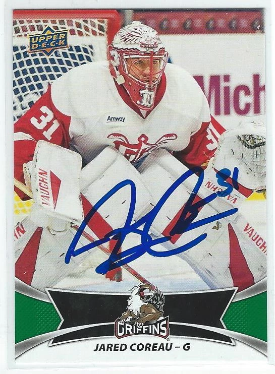 Jared Coreau Signed 2016/17 Upper Deck AHL Green Parallel Card #19