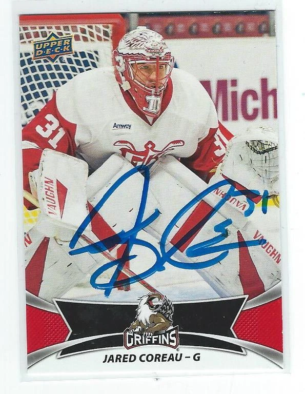 Jared Coreau Signed 2016/17 Upper Deck AHL Red Parallel Card #19