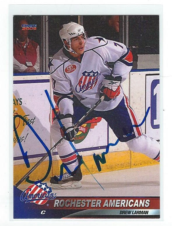 Drew Larman Signed 2008/09 Rochester Americans Team Issued Choice AHL Card #16