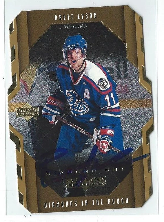 Brett Lysak Signed 1999/00 Upper Deck Diamond Cut Black Diamond Rookie Card #114