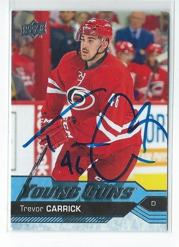 Trevor Carrick Signed 2016/17 Upper Deck Young Guns Card #230