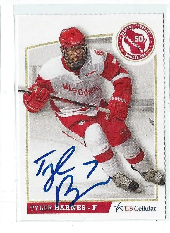 Tyler Barnes Signed 2013/14 Wisconsin Badgers Team Issued Card