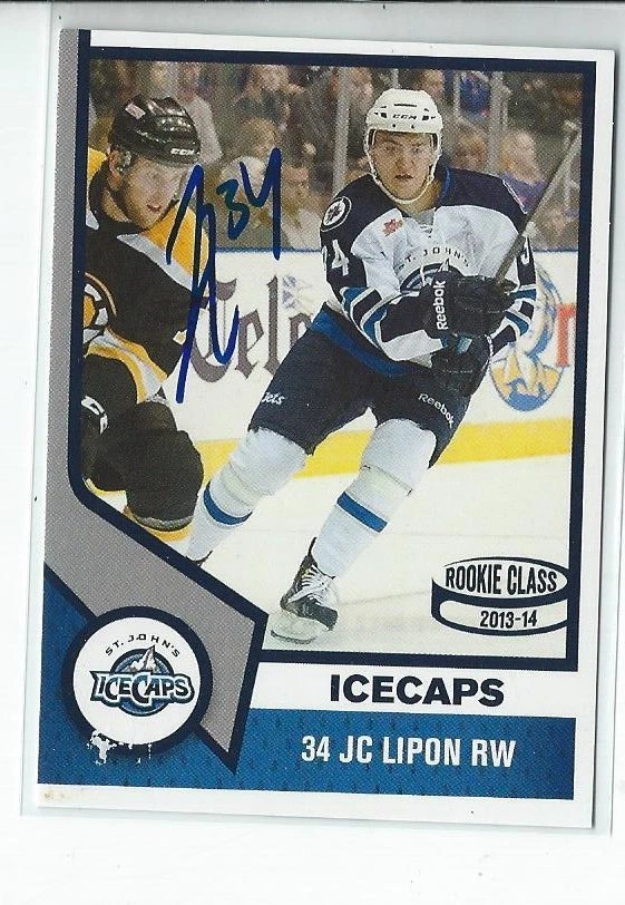 JC Lipon Signed 2013/14 St. John's Icecaps Team Issued Card #34