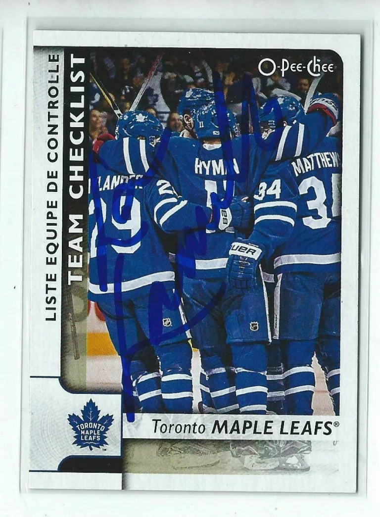 Lou Lamorielo Signed 2017/18 O-Pee-Chee Checklist Card #587 Maple Leafs