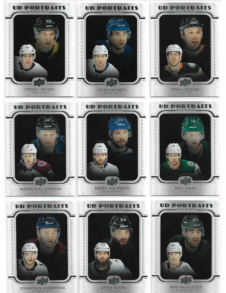 2019-20 Upper Deck Portraits 9 Card Lot Crosby Tavares Getzlaf Kucherov Burns