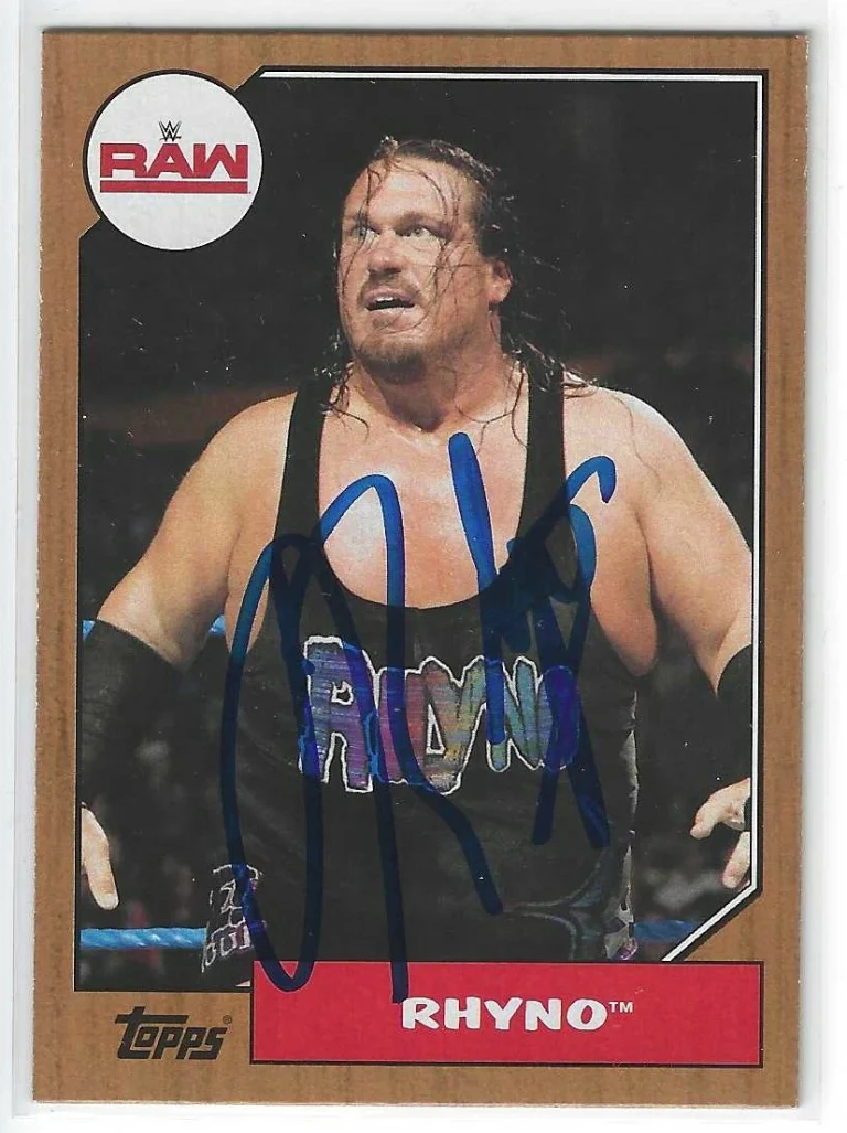 Rhyno Signed 2017 Topps Heritage WWE Raw Bronze Card #64