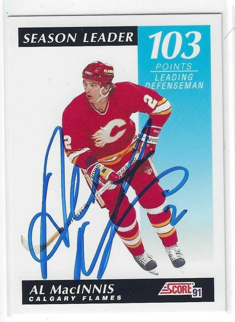 Al MacInnis Signed 1991/92 Score Canadian Card #299 Calgary Flames