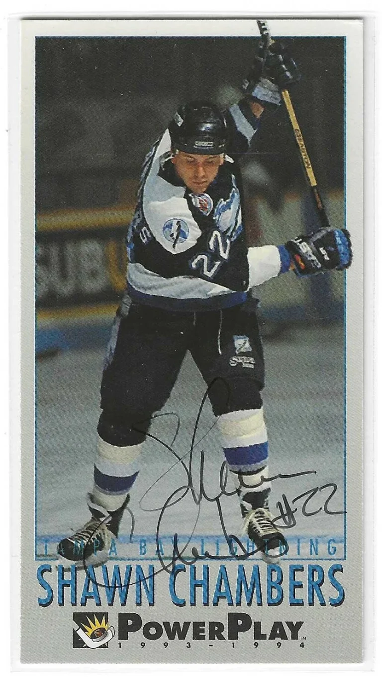 Shawn Chambers Signed 1993/94 Fleer Power Play Card #229 Tampa Bay Lightning