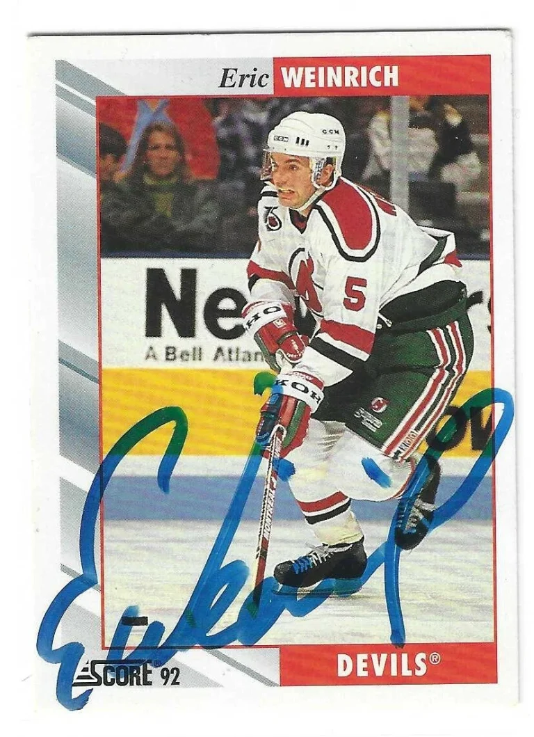 Eric Weinrich Signed 1992/93 Score Card #308 New Jersey Devils