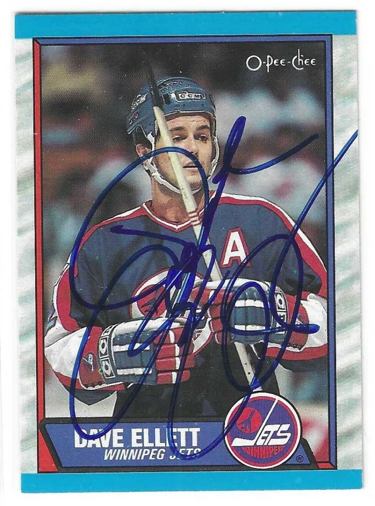 Dave Ellett Signed 1989/90 O-Pee-Chee Card #69 Winnipeg Jets