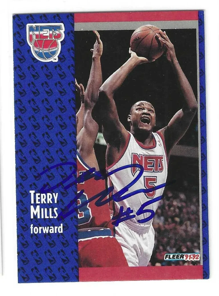 Terry Mills Signed 1991/92 Fleer Rookie Card #324 New Jersey Nets