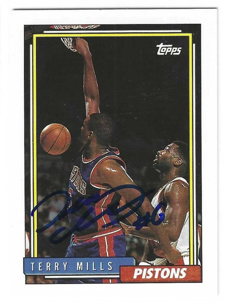 Terry Mills Signed 1992/93 Topps Card #369 Detroit Pistons