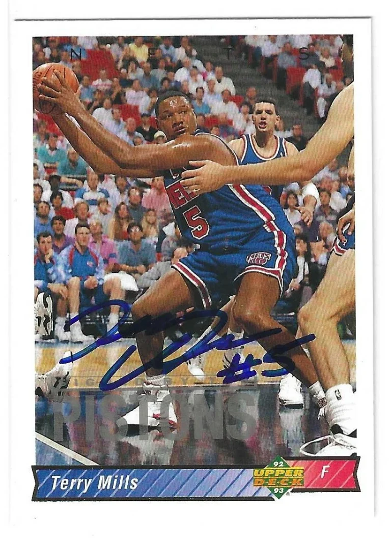Terry Mills Signed 1992/93 Upper Deck Card #292 Detroit Pistons