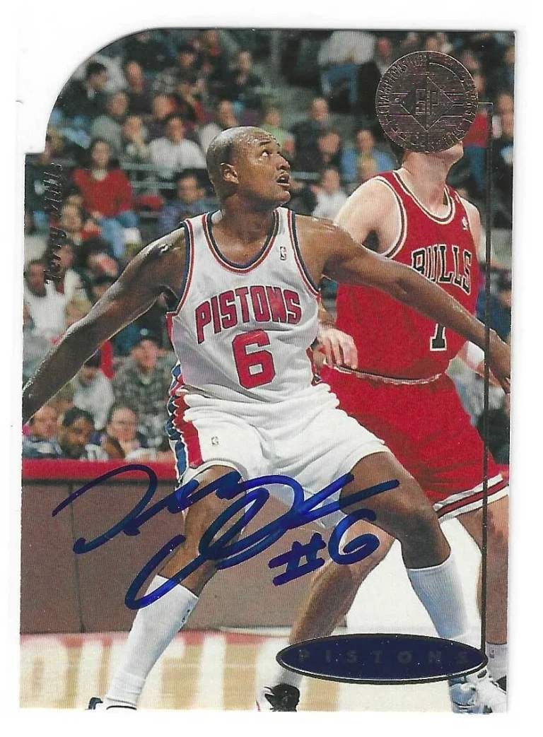 Terry Mills Signed 1994/95 Upper Deck SP Die Cut Card #59 Detroit Pistons