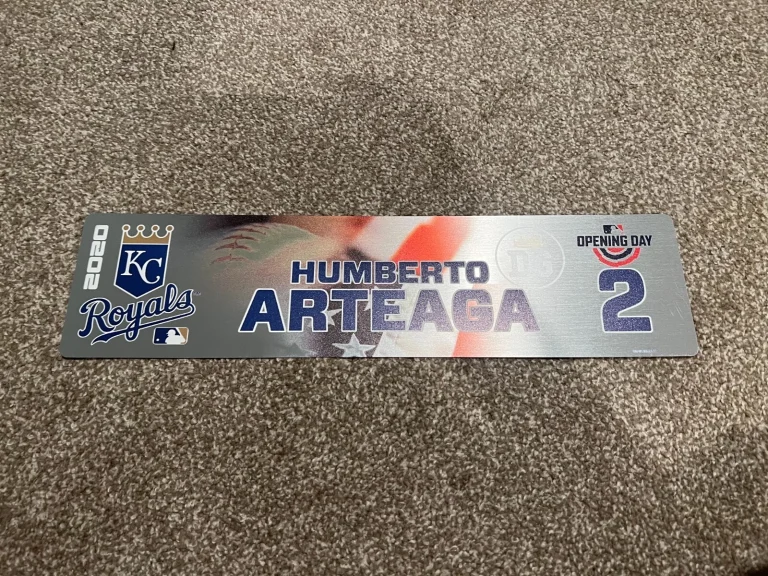 KANSAS CITY ROYALS GAME USED ? TEAM ISSUED BASEBALL NAMEPLATE HUMBERTO ARTEAGA