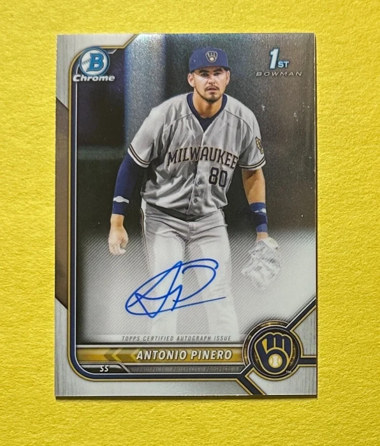 2022 BOWMAN CHROME ANTONIO PINERO 1ST BOWMAN BASE AUTO #CPA-AP BREWERS