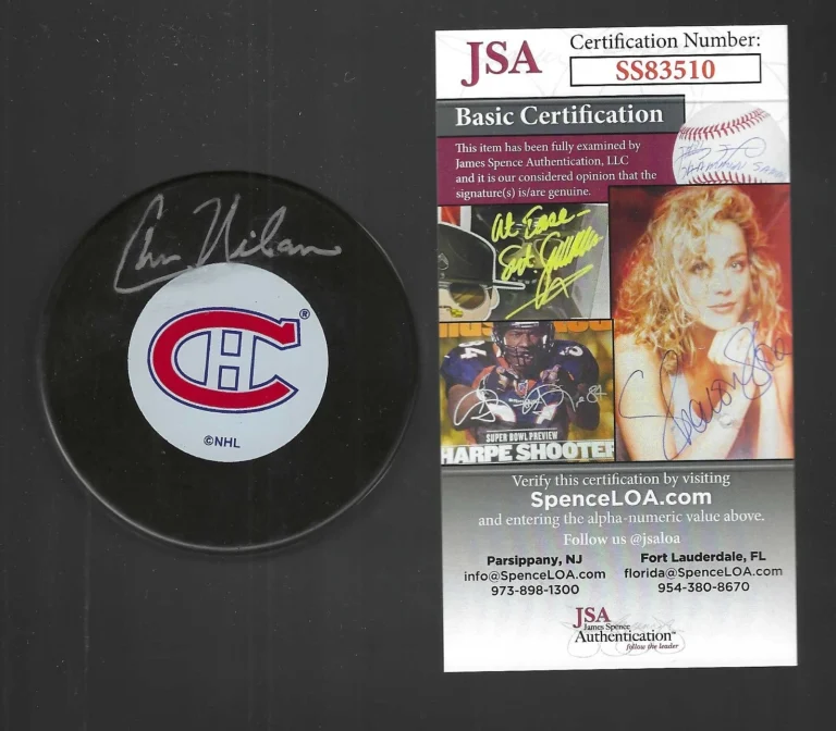 Chris Nilan Signed Montreal Canadiens Vintage Logo Puck JSA COA