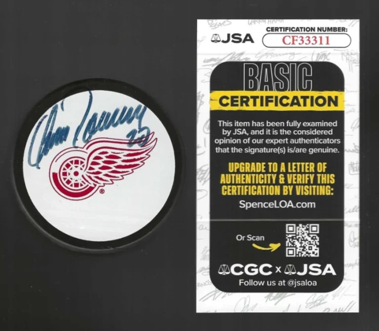 Aaron Downey Signed Detroit Red Wings White Logo Puck Signed In Black JSA COA
