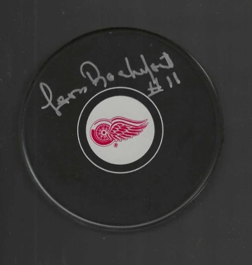 Leon Rochefort Signed Detroit Red Wings Puck
