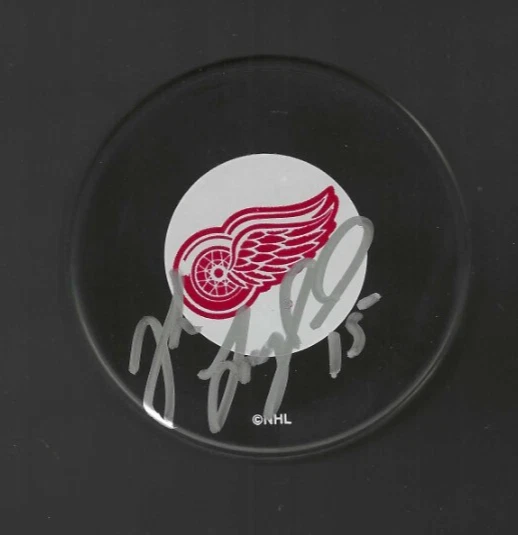 Josh Langfeld Signed Detroit Red Wings Puck