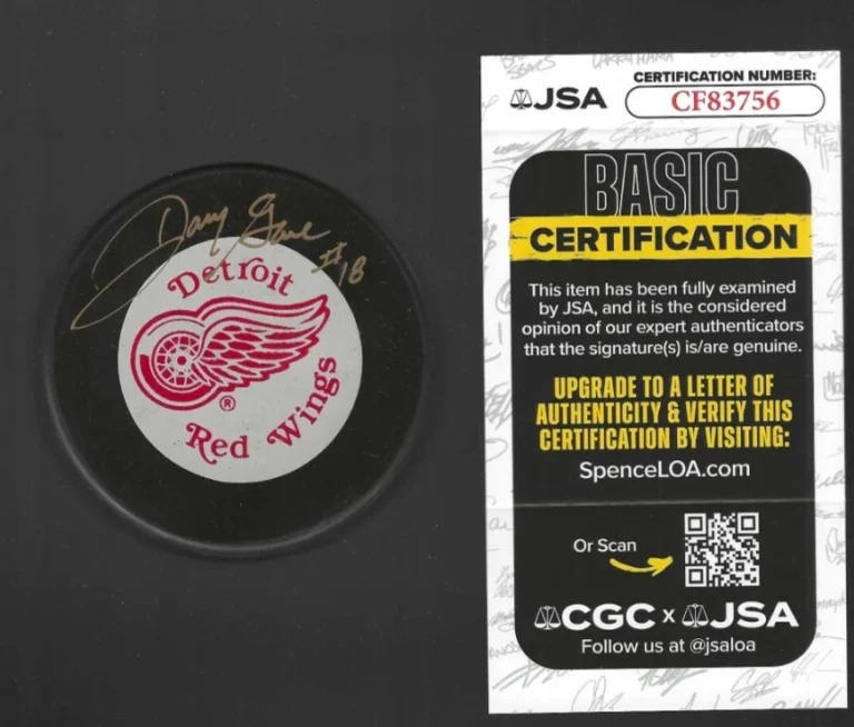 Danny Gare Signed Detroit Red Wings Official Game Puck JSA COA