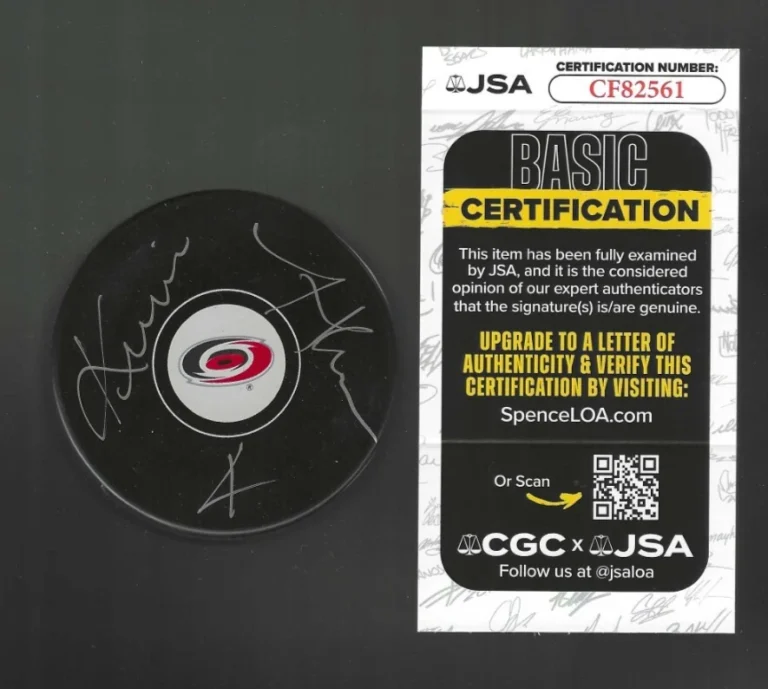 Kevin Hatcher Signed Carolina Hurricanes Puck JSA COA