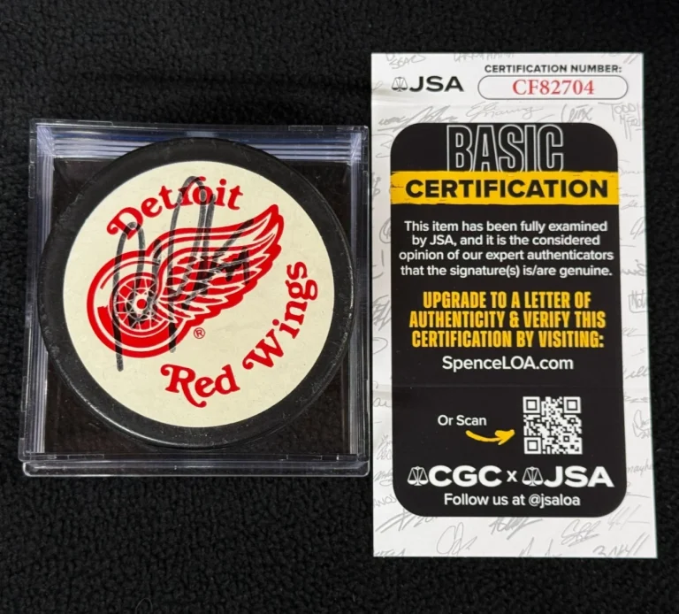 Bob Probert Signed Detroit Red Wings Official Game Puck JSA COA CF82704