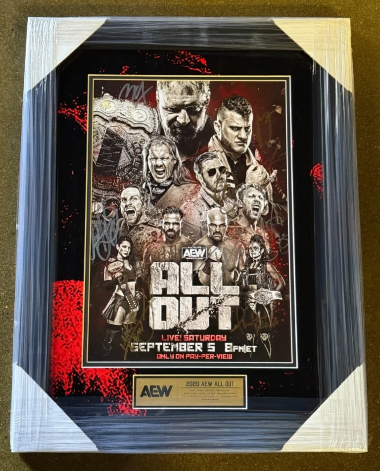 2020 AEW All Out Multi Signed Framed Event Card 12X18 Poster Photo JSA COA LOA