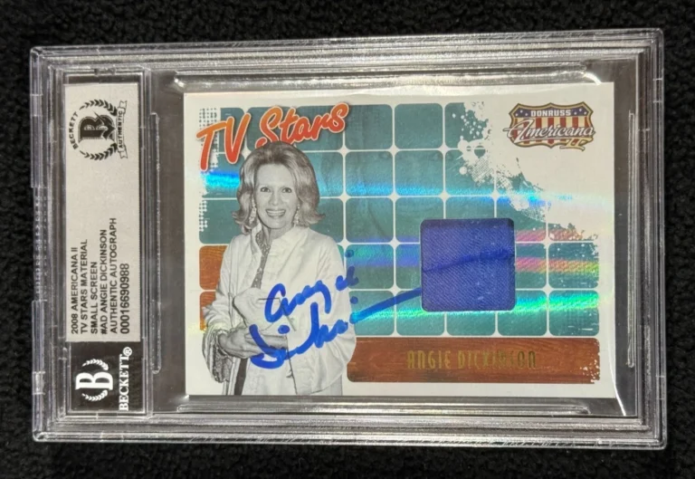 Angie Dickinson Signed 2008 Americana TV Stars Material Card BAS Auto Grade 10