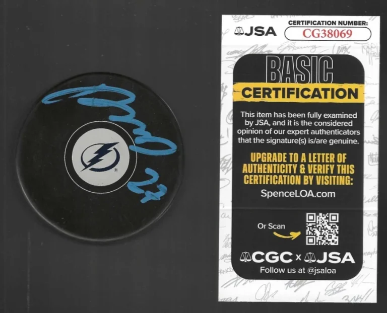 Ryan McDonagh Signed Tampa Bay Lightning Puck Signed In Blue JSA COA
