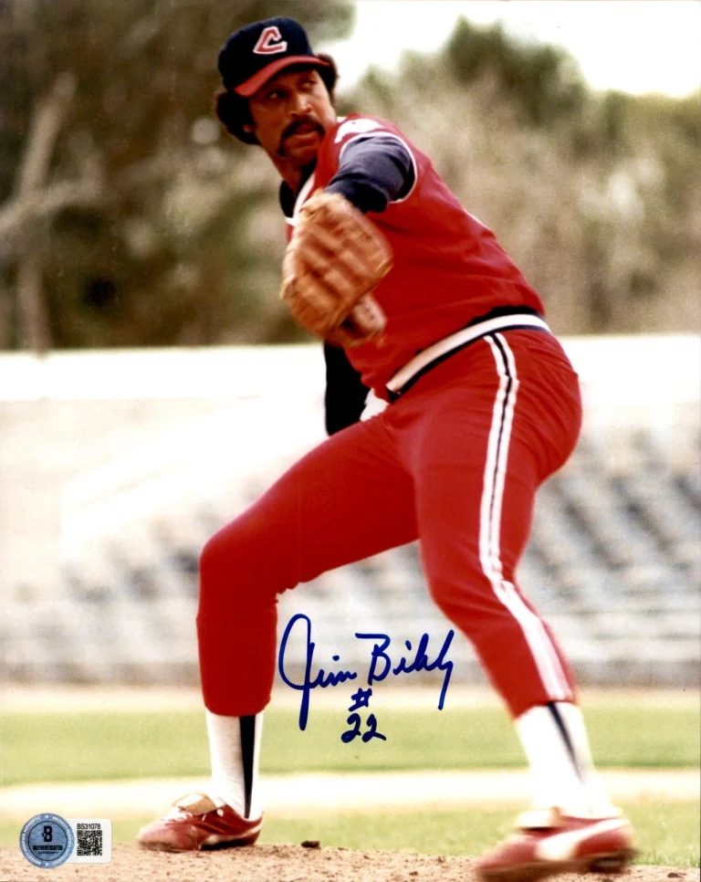 Jim Bibby Signed Cleveland Indians 8x10 Photo Beckett COA