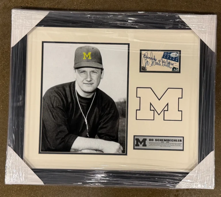 Bo Schembechler Signed Michigan Wolverines Framed Photo Display JSA COA