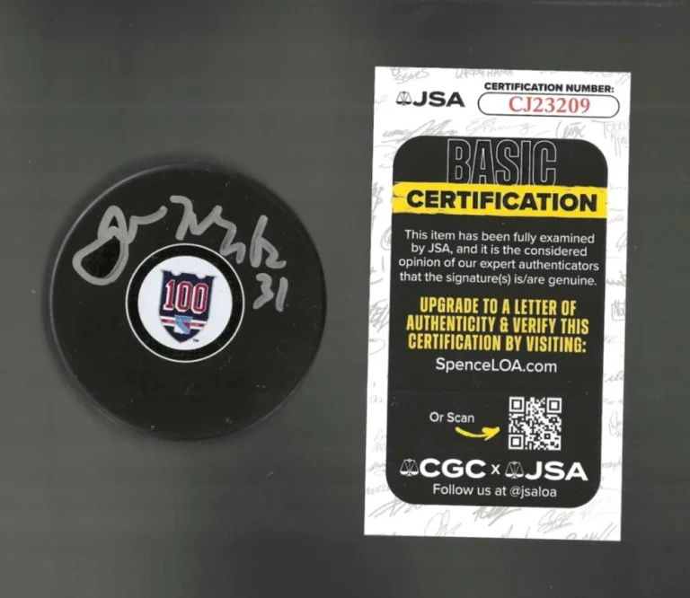 Jason Muzzatti Signed New York Rangers Centennial 100th Puck JSA COA