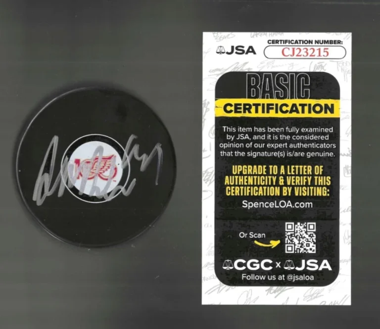 Axel Sandin-Pellikka Signed Detroit Red Wings Centennial 100th Puck JSA COA
