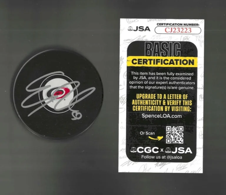 Eric Robinson Signed Carolina Hurricanes Puck JSA COA