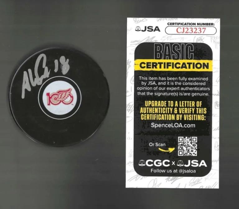 Andrew Copp Signed Detroit Red Wings Centennial 100th Puck JSA COA