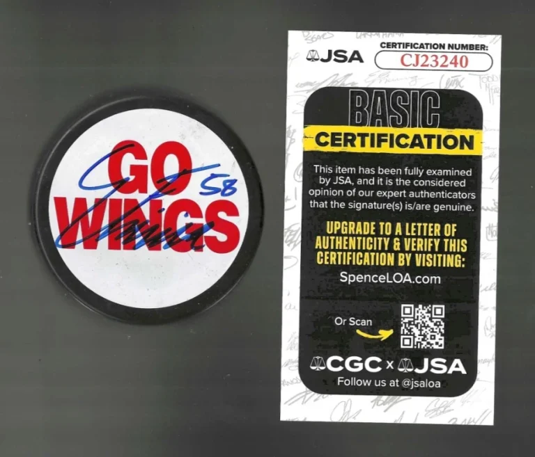 Emmitt Finnie Signed Detroit Red Wings Labatt Blue Souvenir Puck JSA COA