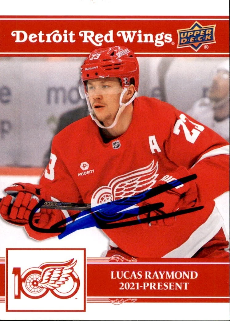 Lucas Raymond Signed 2025/26 Upper Deck Detroit Red Wings Centennial Card #92