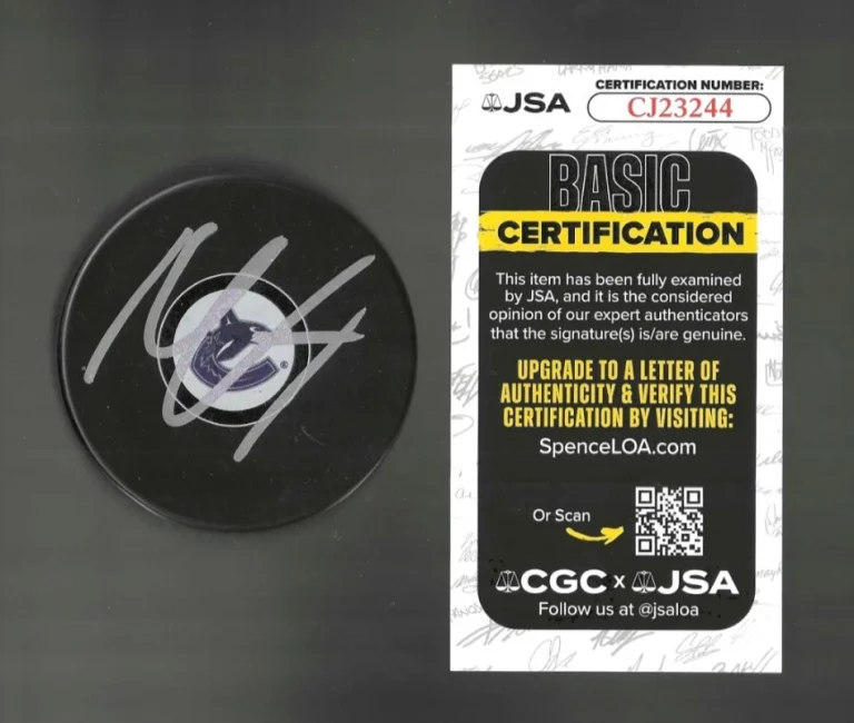 Nils Hoglander Signed Vancouver Canucks Puck JSA COA