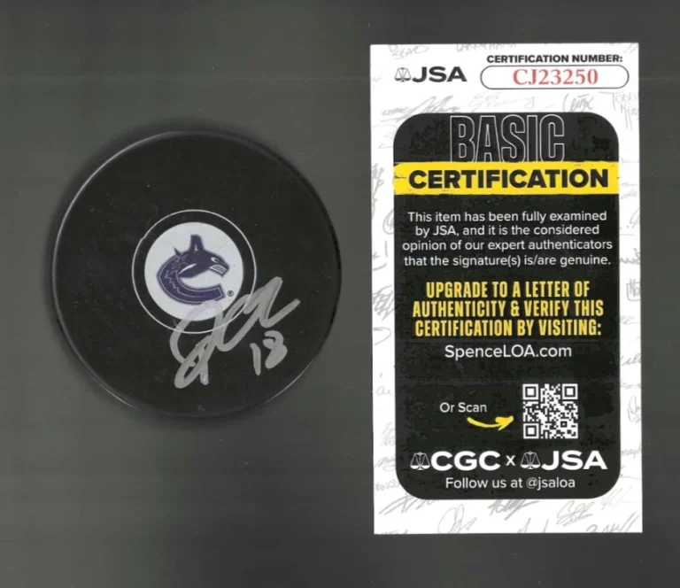 Drew O'Connor Signed Vancouver Canucks Puck JSA COA